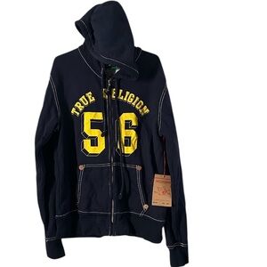 True Religion Hoodie in Navy and Yellow unisex